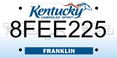 8FEE225 Kentucky License Plate
