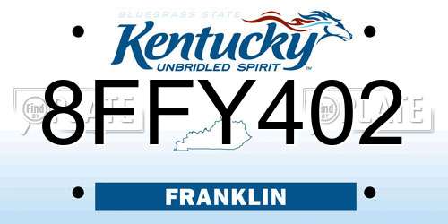 8FFY402 Kentucky License Plate