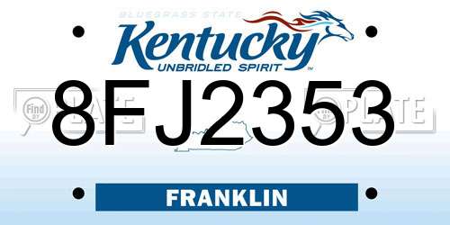 8FJ2353 Kentucky License Plate