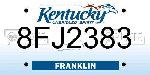 8FJ2383 Kentucky License Plate