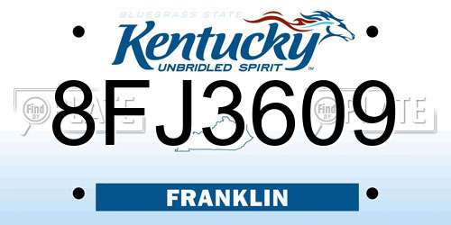 8FJ3609 Kentucky License Plate