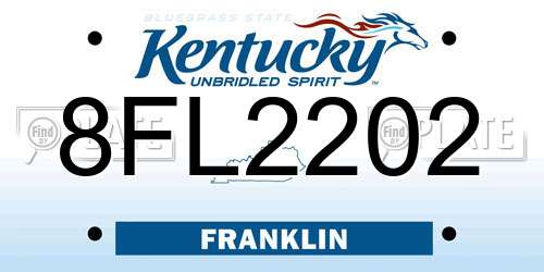 8FL2202 Kentucky License Plate