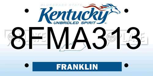8FMA313 Kentucky License Plate