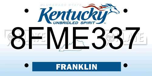 8FME337 Kentucky License Plate