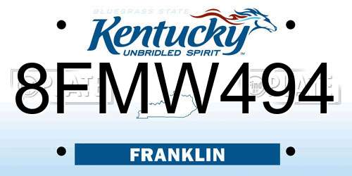 8FMW494 Kentucky License Plate