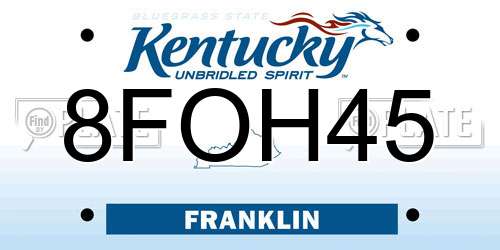 8FOH45 Kentucky License Plate