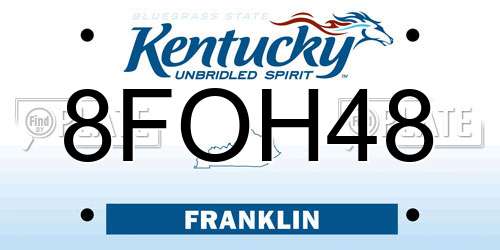 8FOH48 Kentucky License Plate