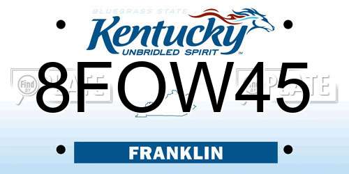 8FOW45 Kentucky License Plate
