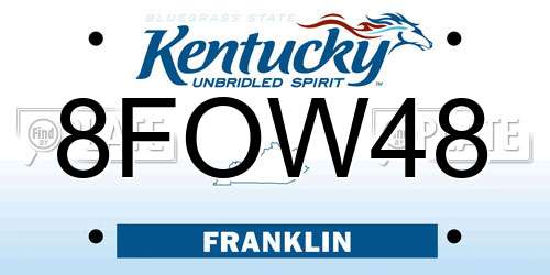 8FOW48 Kentucky License Plate