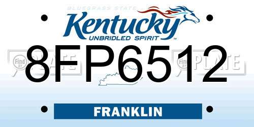 8FP6512 Kentucky License Plate