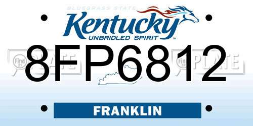 8FP6812 Kentucky License Plate