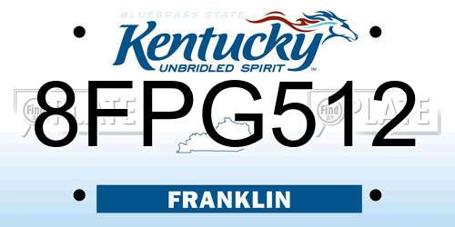8FPG512 Kentucky License Plate