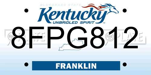8FPG812 Kentucky License Plate