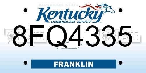 8FQ4335 Kentucky License Plate