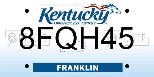 8FQH45 Kentucky License Plate