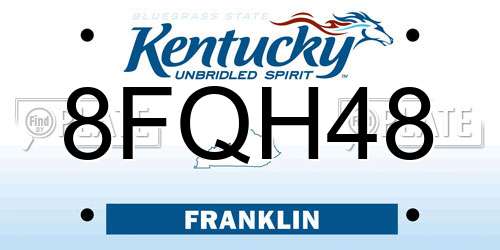 8FQH48 Kentucky License Plate