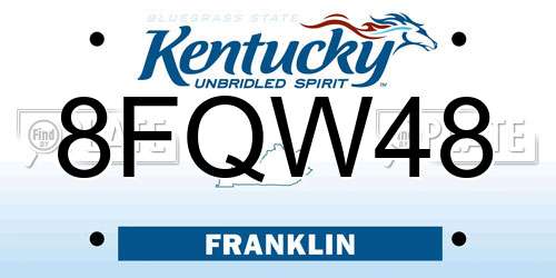 8FQW48 Kentucky License Plate