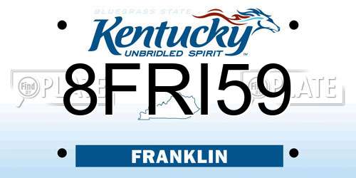 8FRI59 Kentucky License Plate