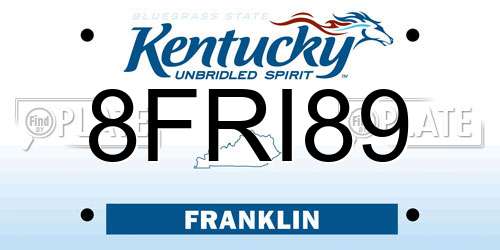 8FRI89 Kentucky License Plate