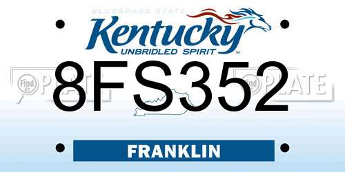 8FS352 Kentucky License Plate