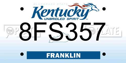 8FS357 Kentucky License Plate