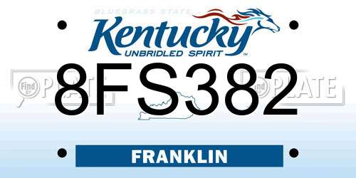 8FS382 Kentucky License Plate