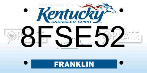 8FSE52 Kentucky License Plate