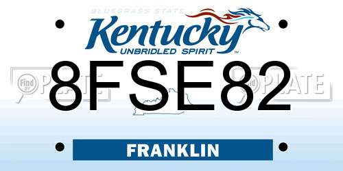 8FSE82 Kentucky License Plate