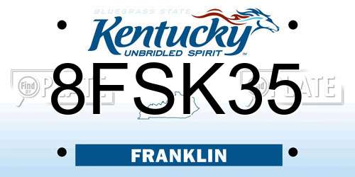 8FSK35 Kentucky License Plate