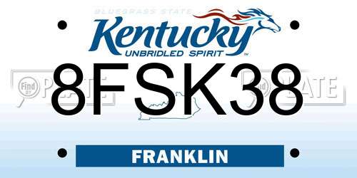 8FSK38 Kentucky License Plate