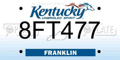 8FT477 Kentucky License Plate