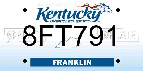 8FT791 Kentucky License Plate