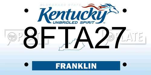 8FTA27 Kentucky License Plate