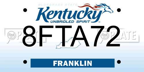 8FTA72 Kentucky License Plate