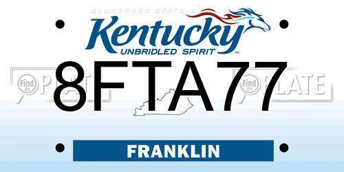 8FTA77 Kentucky License Plate