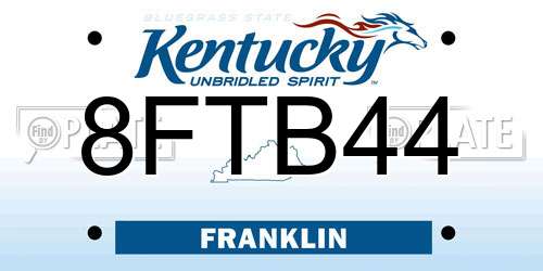 8FTB44 Kentucky License Plate