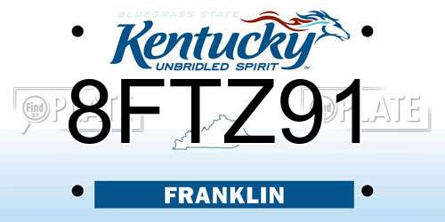 8FTZ91 Kentucky License Plate