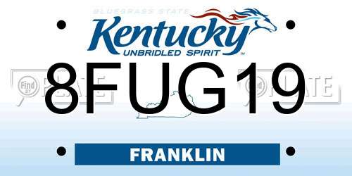 8FUG19 Kentucky License Plate