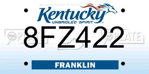 8FZ422 Kentucky License Plate