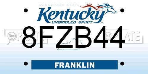 8FZB44 Kentucky License Plate