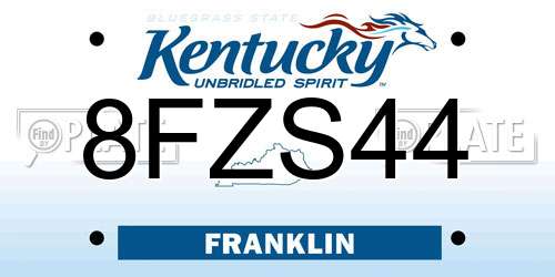 8FZS44 Kentucky License Plate