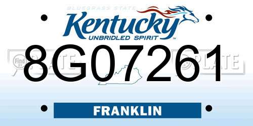 8G07261 Kentucky License Plate