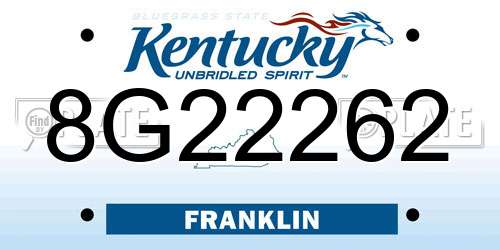 8G22262 Kentucky License Plate