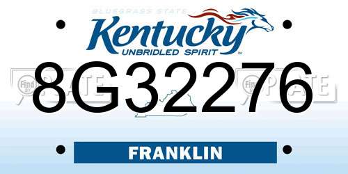 8G32276 Kentucky License Plate
