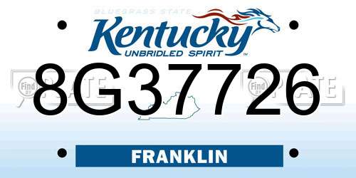 8G37726 Kentucky License Plate
