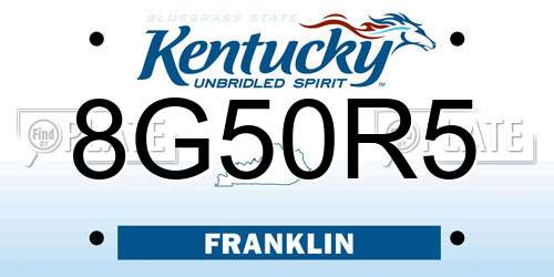 8G50R5 Kentucky License Plate