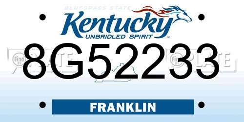 8G52233 Kentucky License Plate