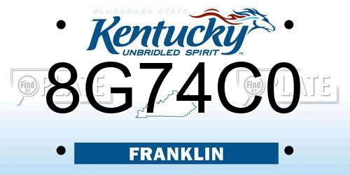 8G74C0 Kentucky License Plate