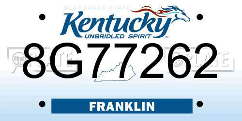 8G77262 Kentucky License Plate