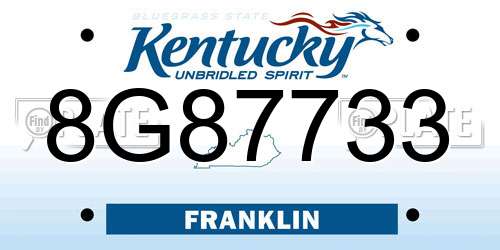 8G87733 Kentucky License Plate